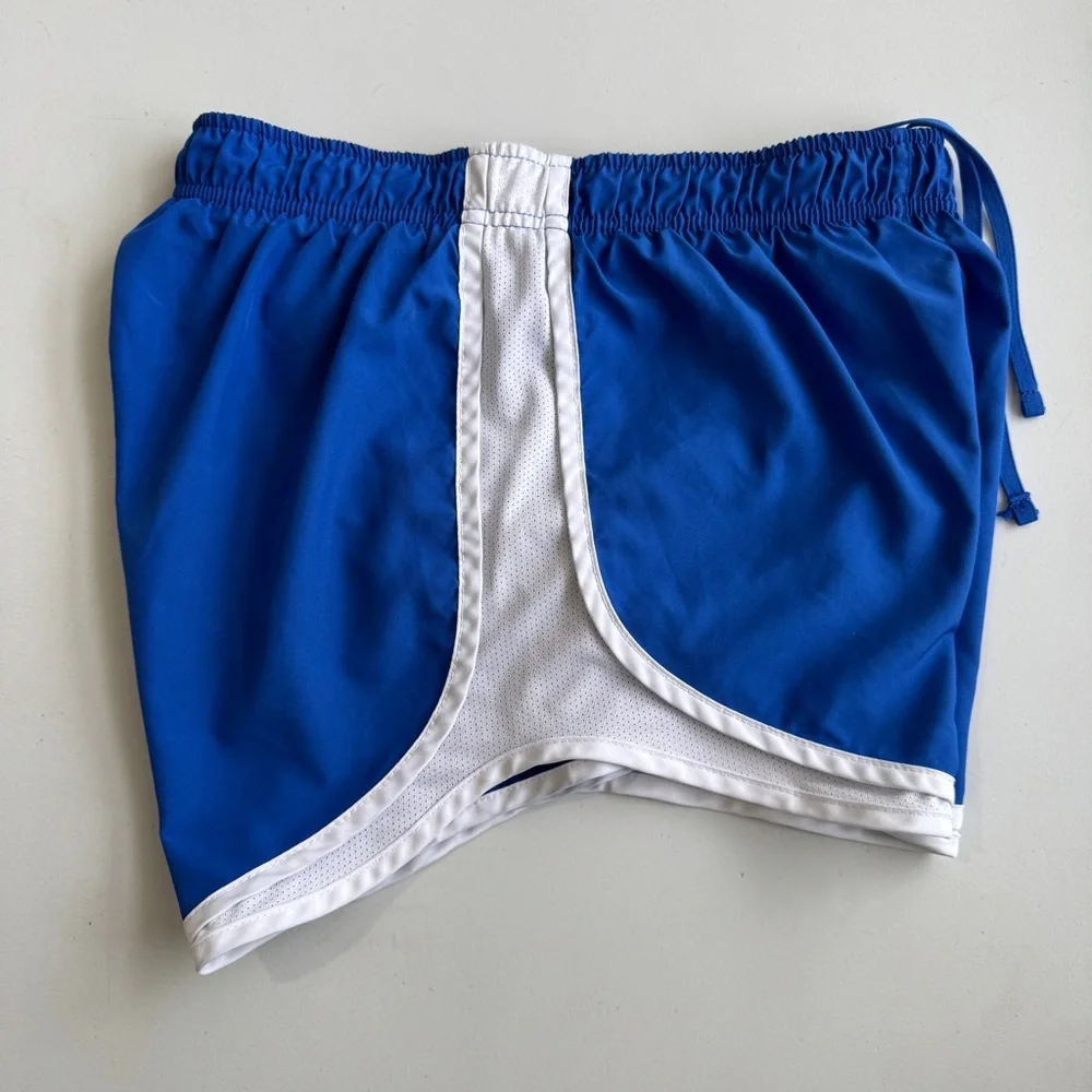 Nike Dri Fit Wom Small Blue & White Elastic Waist Athletic Lined Running Shorts - Picture 3 of 5